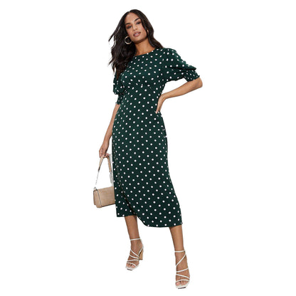 Green - Lifestyle - Dorothy Perkins Womens-Ladies Spotted Shirred Cuff Midi Dress