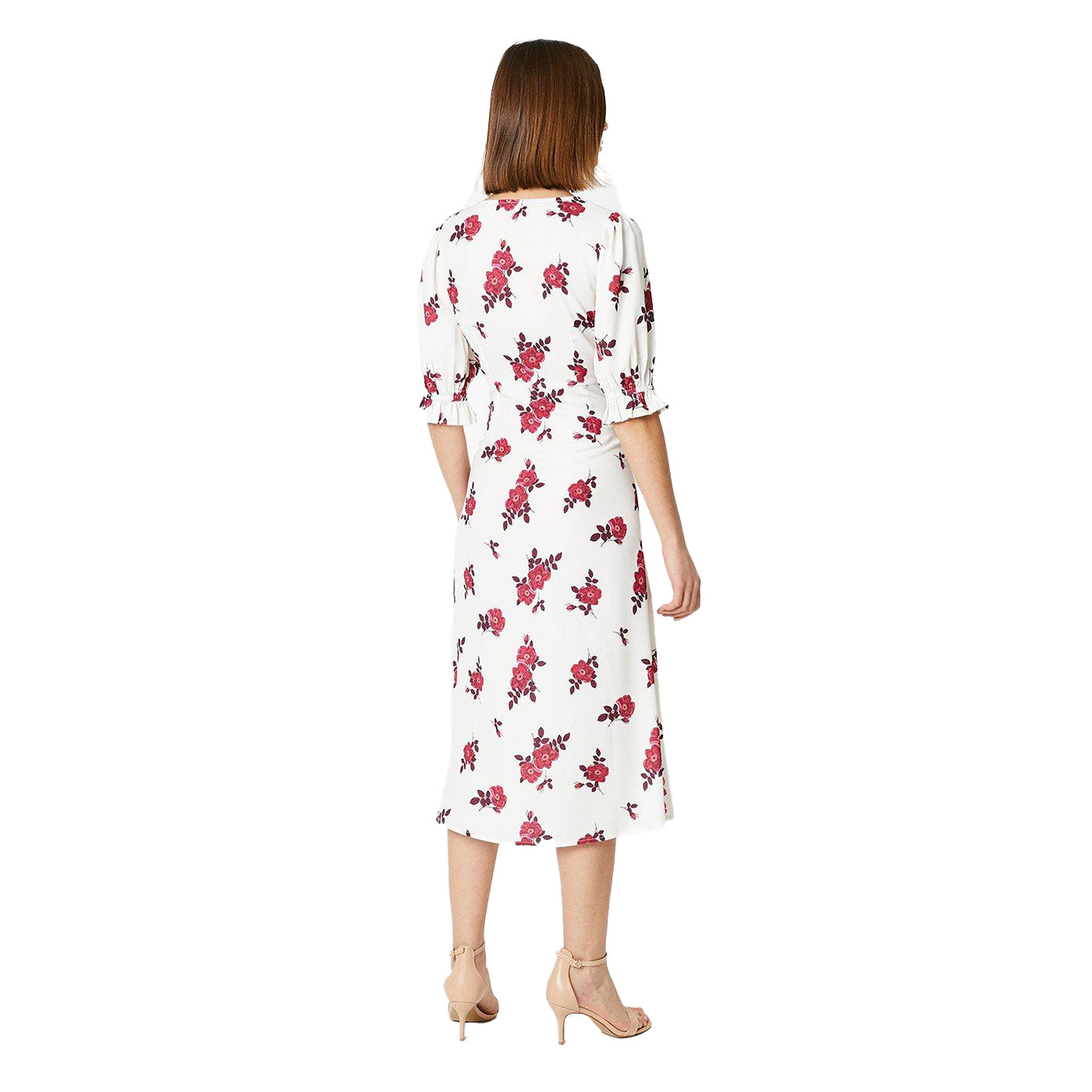 Ivory - Back - Dorothy Perkins Womens-Ladies Floral Button Through Midi Dress