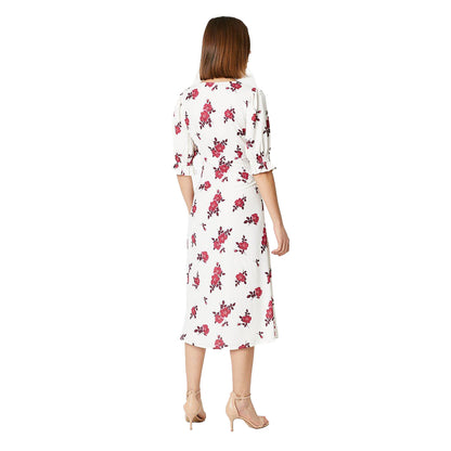 Ivory - Back - Dorothy Perkins Womens-Ladies Floral Button Through Midi Dress