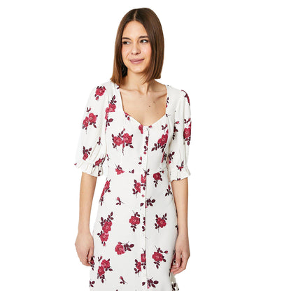 Ivory - Side - Dorothy Perkins Womens-Ladies Floral Button Through Midi Dress