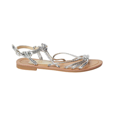 Silver - Back - Dorothy Perkins Womens-Ladies Fleur Metallic Knotted Flat Sandals