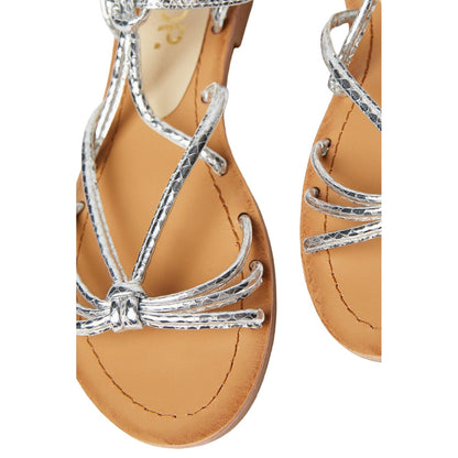 Silver - Side - Dorothy Perkins Womens-Ladies Fleur Metallic Knotted Flat Sandals