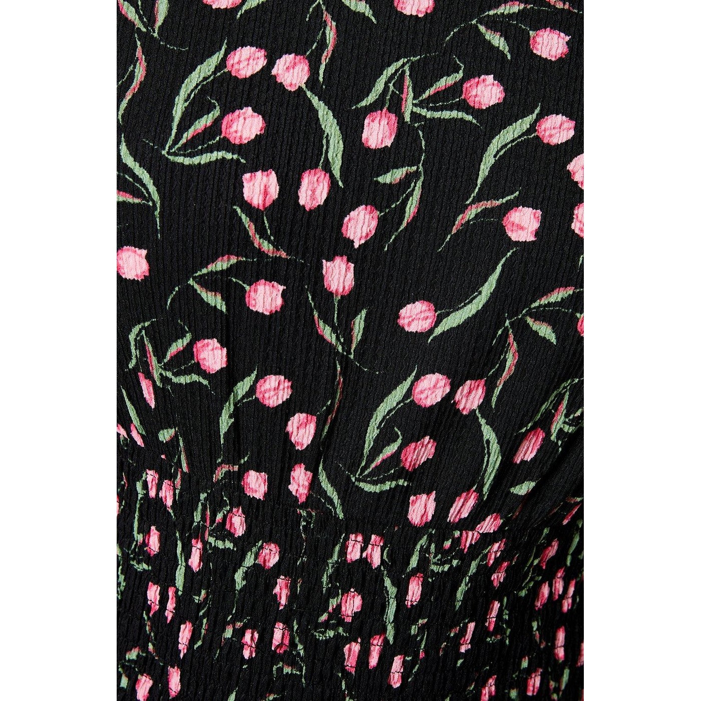 Black-Pink - Pack Shot - Dorothy Perkins Womens-Ladies Tulip Shirred Waist Midi Dress