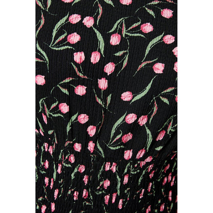 Black-Pink - Pack Shot - Dorothy Perkins Womens-Ladies Tulip Shirred Waist Midi Dress
