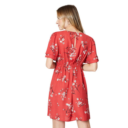 Red - Back - Dorothy Perkins Womens-Ladies Floral Flutter Mini Dress