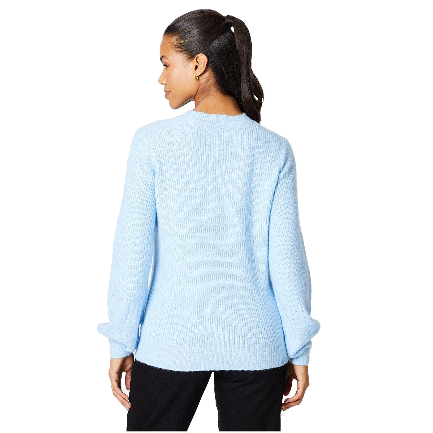 Pale Blue - Back - Dorothy Perkins Womens-Ladies Knitted Pointelle Jumper