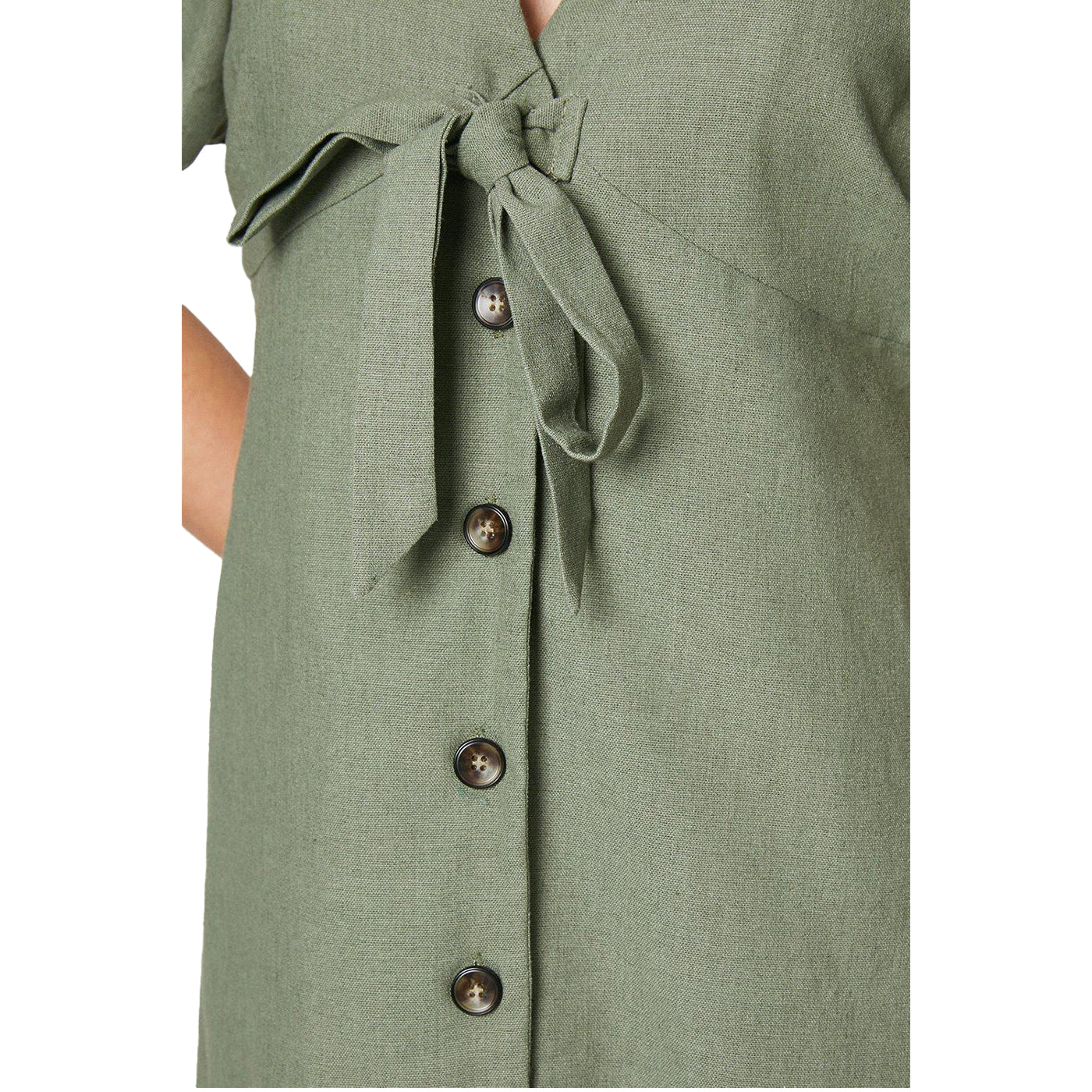 Sage - Lifestyle - Dorothy Perkins Womens-Ladies Button V Neck Petite Midi Dress