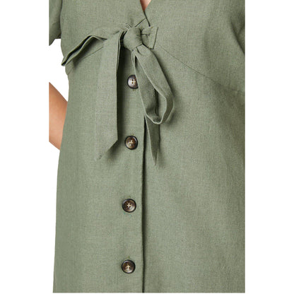 Sage - Lifestyle - Dorothy Perkins Womens-Ladies Button V Neck Petite Midi Dress