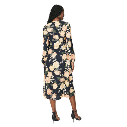 Multicoloured - Back - Dorothy Perkins Womens-Ladies Floral Button Through Midi Dress