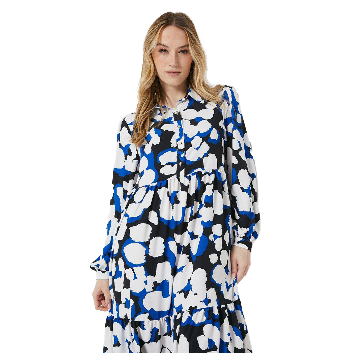 Cobalt - Pack Shot - Dorothy Perkins Womens-Ladies Animal Print Midi Shirt Dress