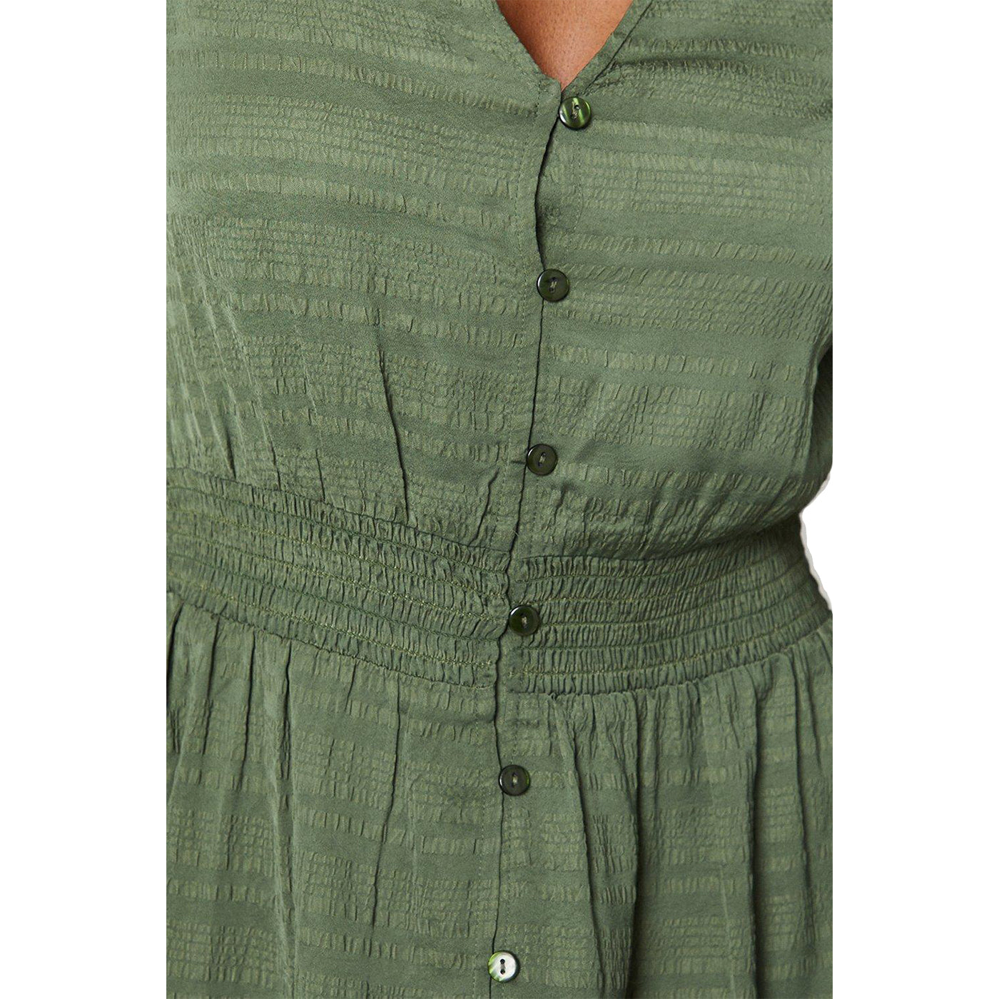 Khaki Green - Side - Dorothy Perkins Womens-Ladies Button Through Midi Dress