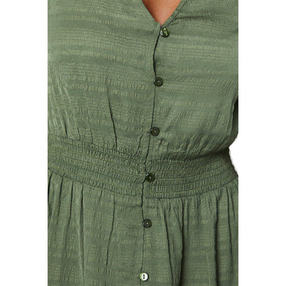 Khaki Green - Side - Dorothy Perkins Womens-Ladies Button Through Midi Dress