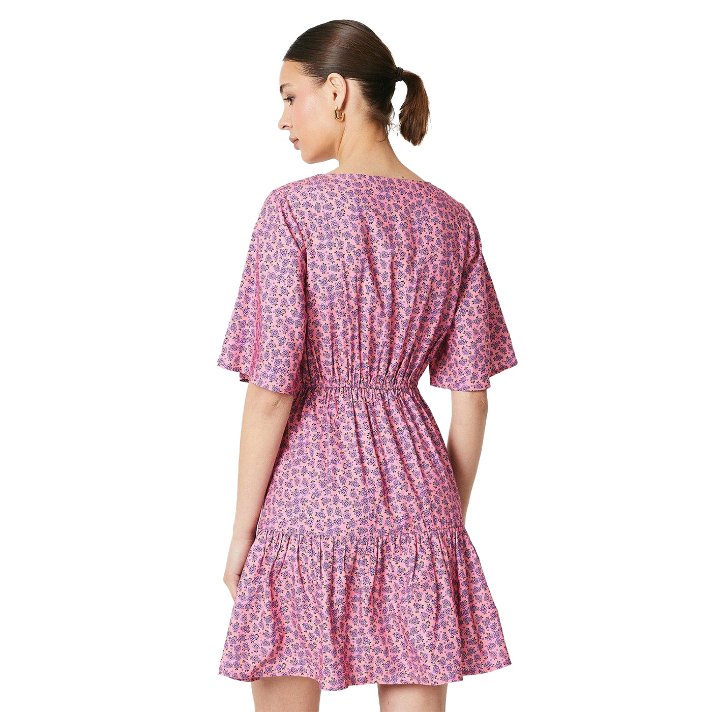 Pink - Back - Dorothy Perkins Womens-Ladies Tiered Hem Frill Mini Dress