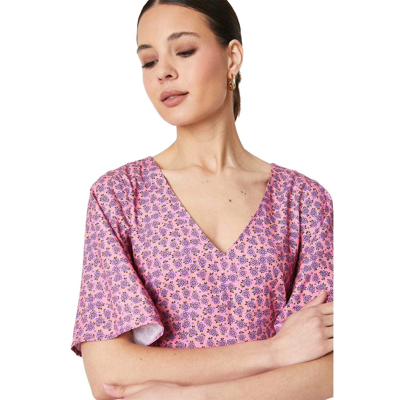Pink - Side - Dorothy Perkins Womens-Ladies Tiered Hem Frill Mini Dress
