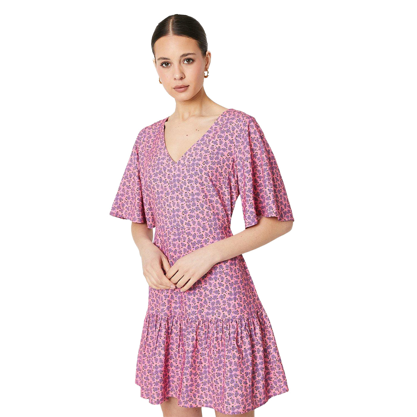 Pink - Front - Dorothy Perkins Womens-Ladies Tiered Hem Frill Mini Dress