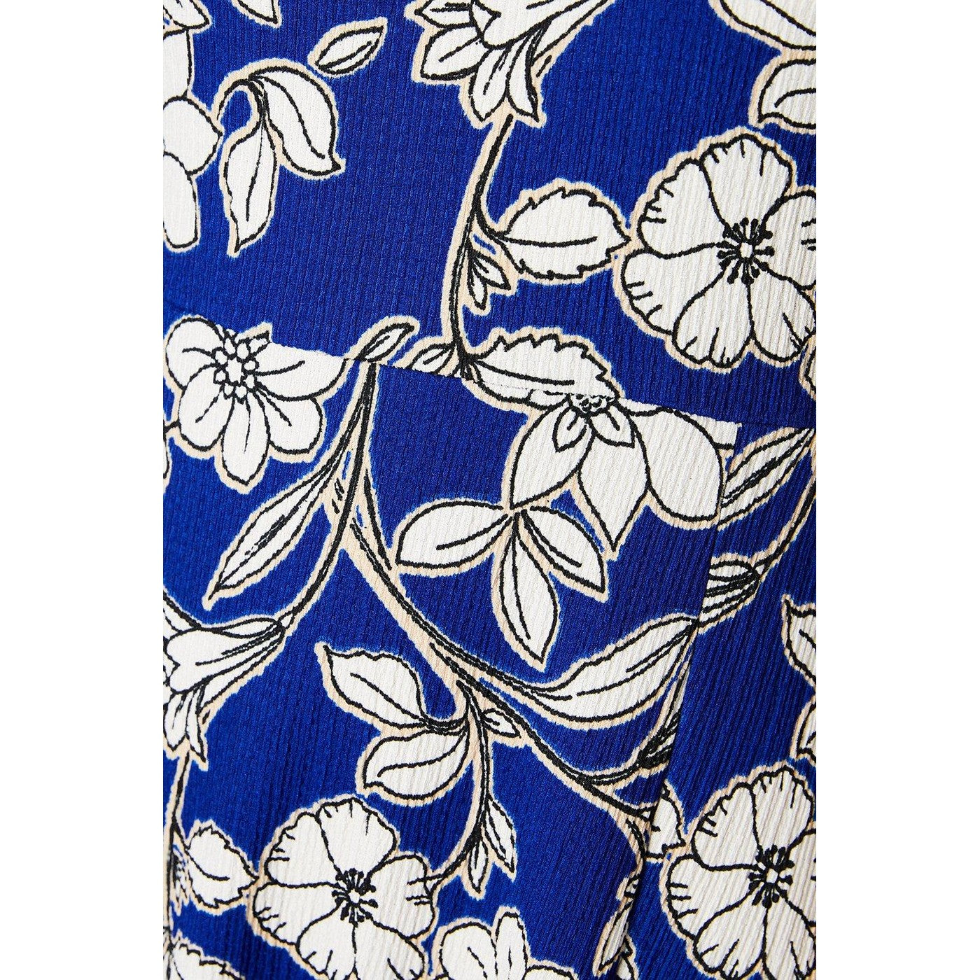 Blue-White - Pack Shot - Dorothy Perkins Womens-Ladies Floral V Neck Midi Dress