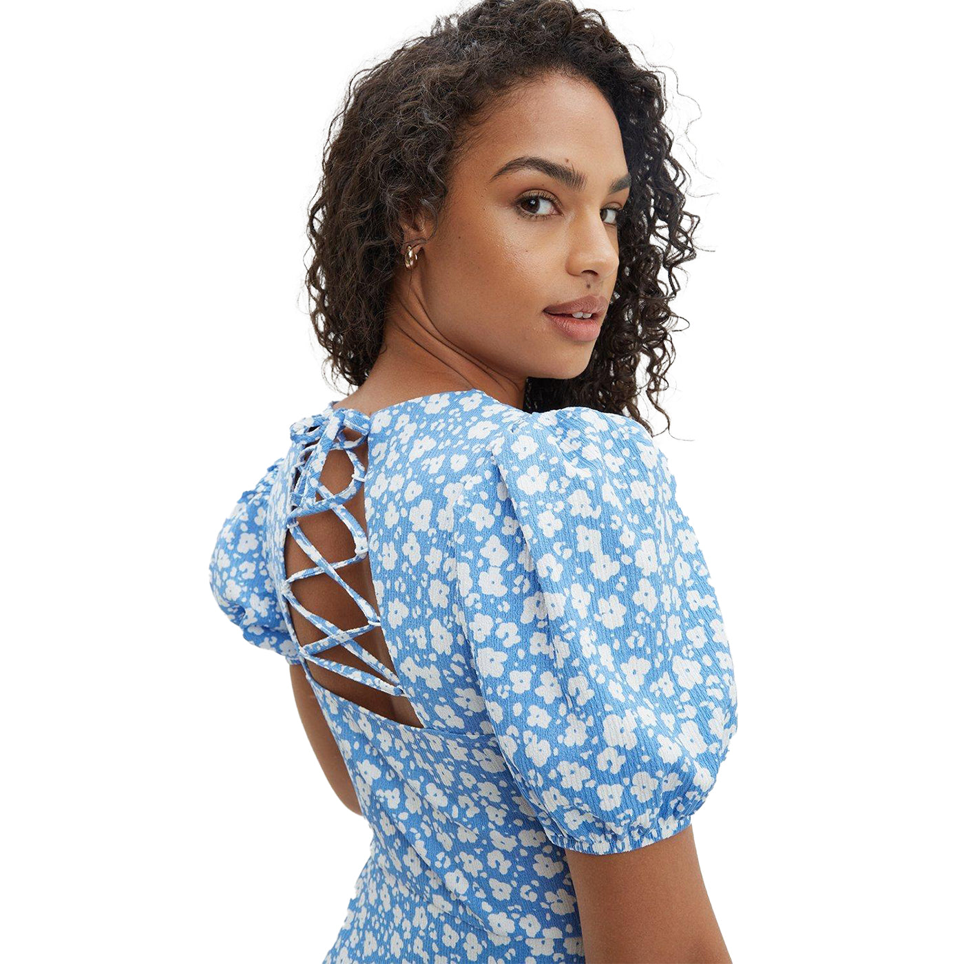 Blue - Lifestyle - Dorothy Perkins Womens-Ladies Floral Textured Tie Back Midi Dress