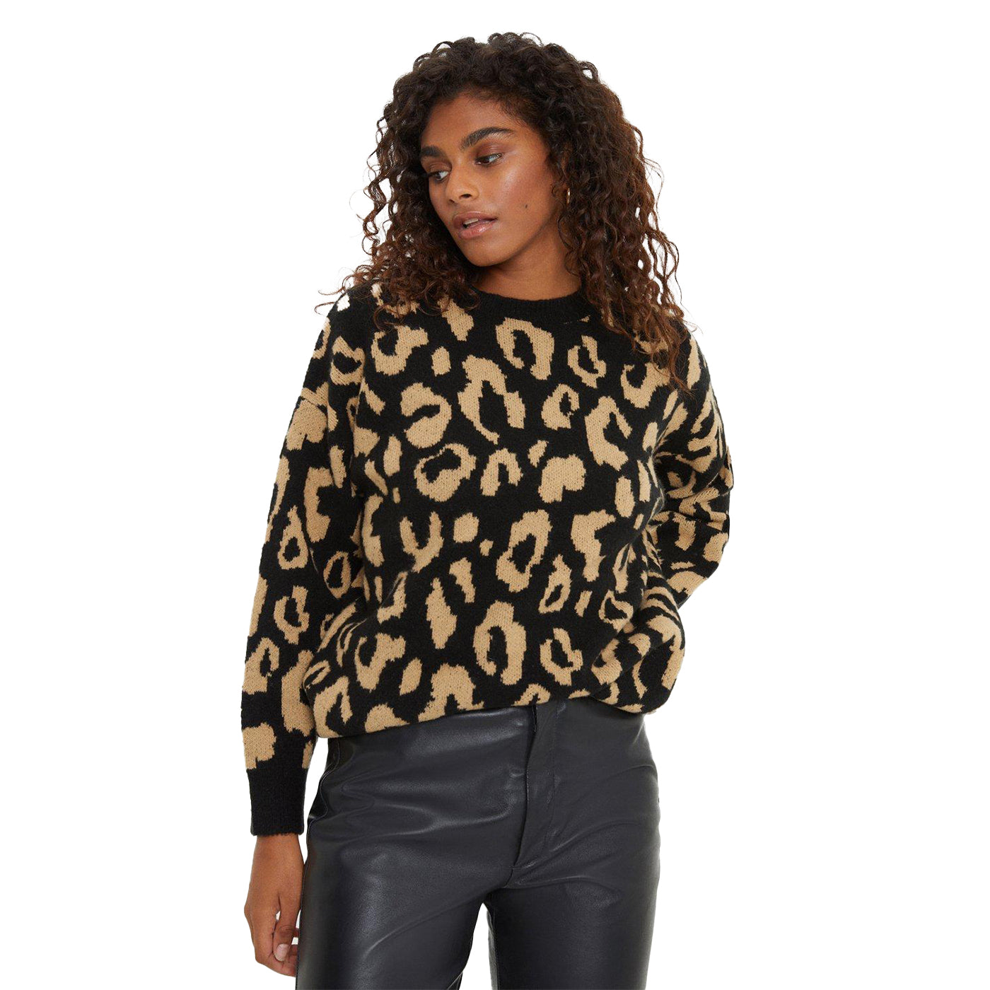 Black - Front - Dorothy Perkins Womens-Ladies Animal Print Jacquard Jumper