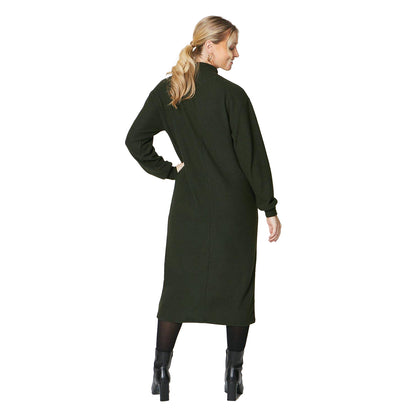 Khaki Green - Back - Dorothy Perkins Womens-Ladies Soft Touch Roll Neck Midi Dress