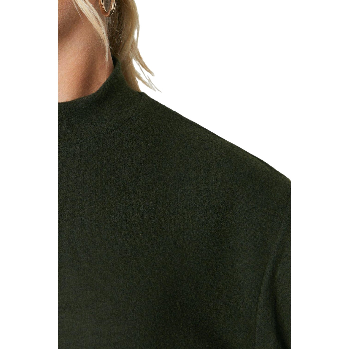 Khaki Green - Side - Dorothy Perkins Womens-Ladies Soft Touch Roll Neck Midi Dress