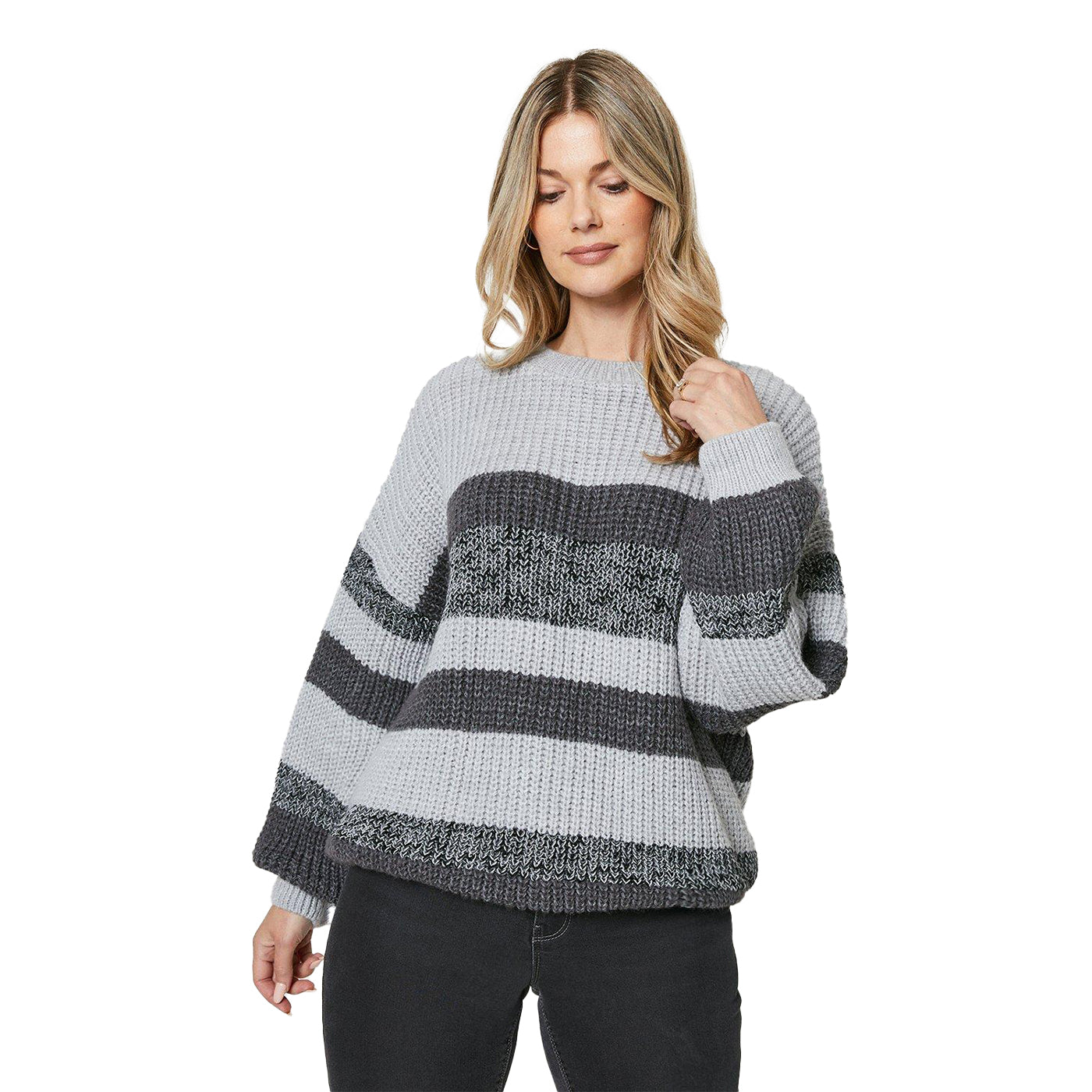 Black - Front - Dorothy Perkins Womens-Ladies Colour Block Chunky Jumper