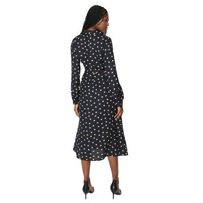Black - Back - Dorothy Perkins Womens-Ladies Spotted Midi Shirt Dress