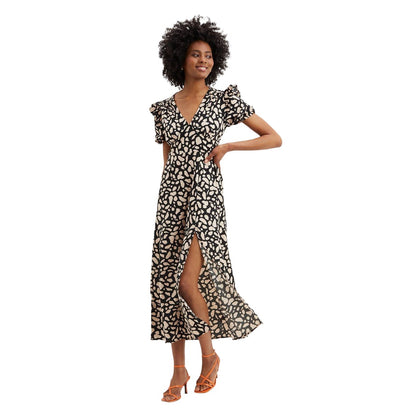 Black-Beige - Front - Dorothy Perkins Womens-Ladies Camel Empire Tall Midi Dress