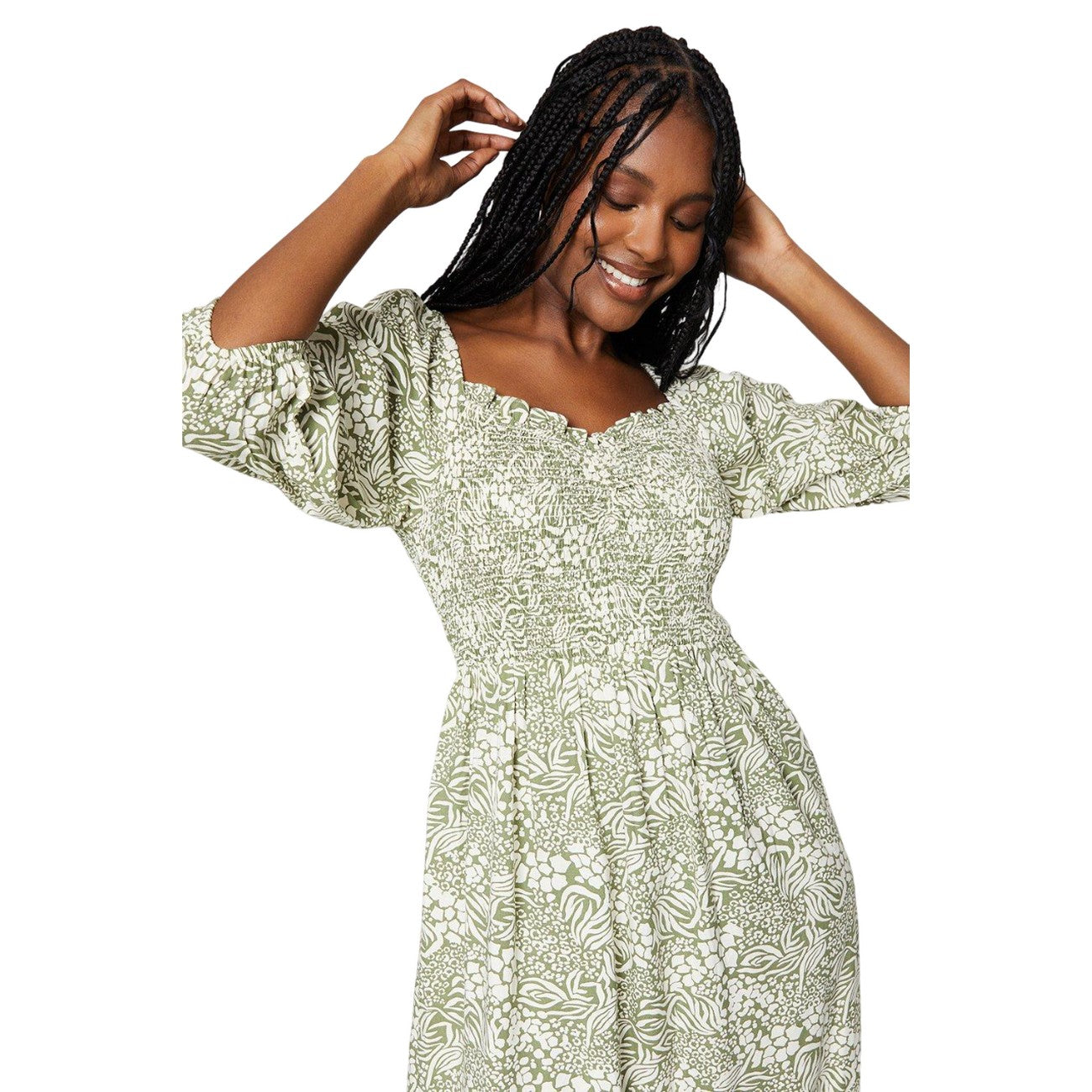 Green - Lifestyle - Dorothy Perkins Womens-Ladies Floral Bodice Midi Dress