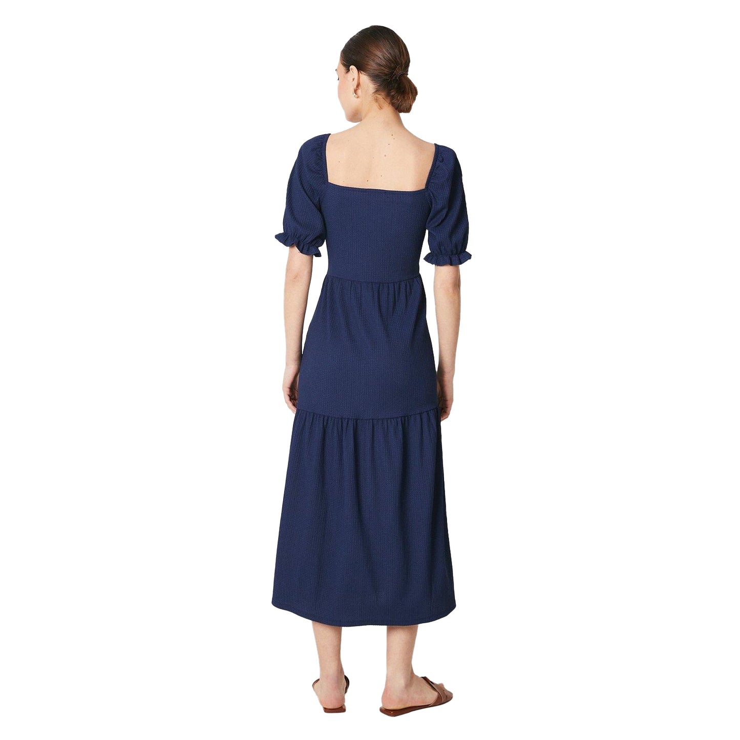 Navy - Back - Dorothy Perkins Womens-Ladies Tiered Puff Sleeve Midi Dress