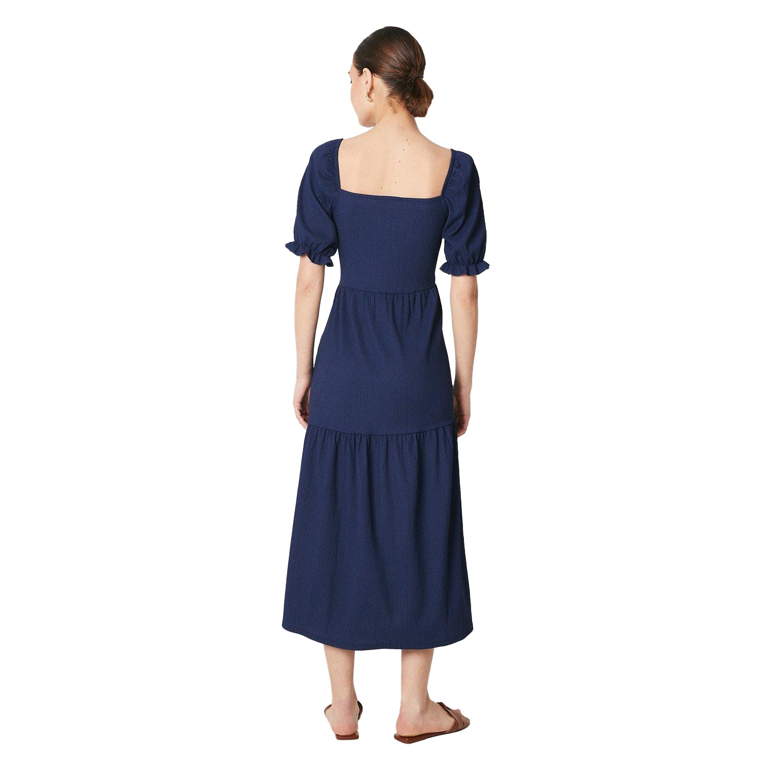 Navy - Back - Dorothy Perkins Womens-Ladies Tiered Puff Sleeve Midi Dress