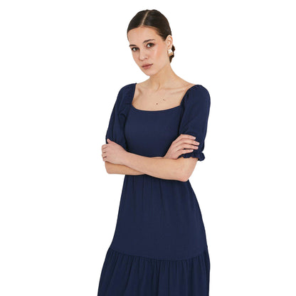 Navy - Lifestyle - Dorothy Perkins Womens-Ladies Tiered Puff Sleeve Midi Dress