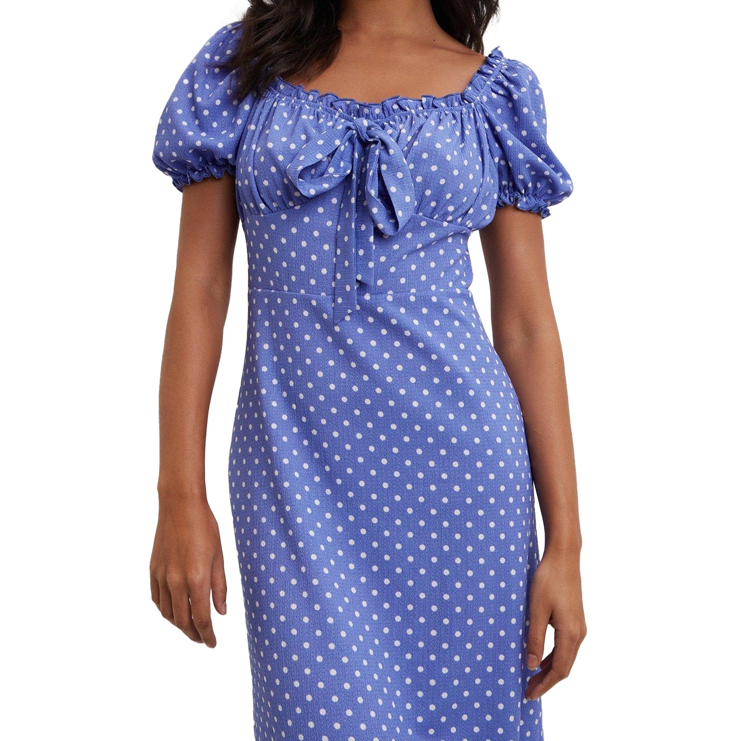 Purple - Side - Dorothy Perkins Womens-Ladies Polka Dot Textured Bow Midi Dress