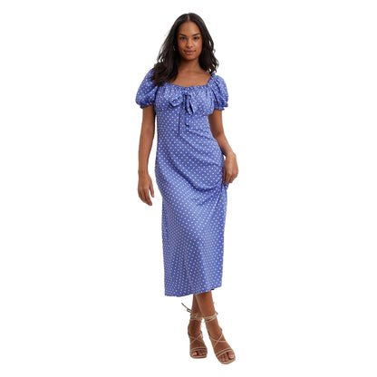 Purple - Front - Dorothy Perkins Womens-Ladies Polka Dot Textured Bow Midi Dress