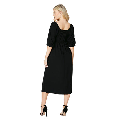 Black - Back - Dorothy Perkins Womens-Ladies Plain Square Neck Midi Dress