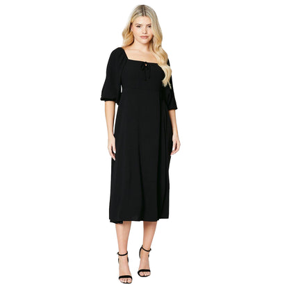 Black - Front - Dorothy Perkins Womens-Ladies Plain Square Neck Midi Dress