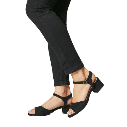 Natural Black - Side - Good For The Sole Womens-Ladies Edith Low Block Heel Sandals