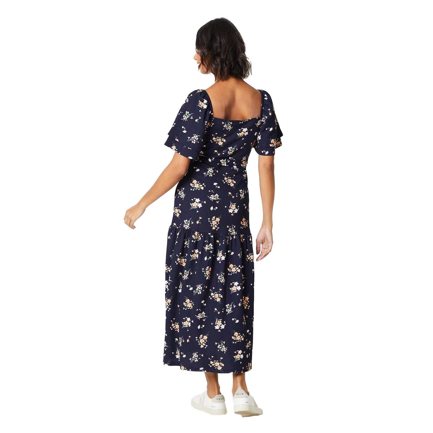 Navy - Back - Dorothy Perkins Womens-Ladies Ditsy Print Flutter Midi Dress
