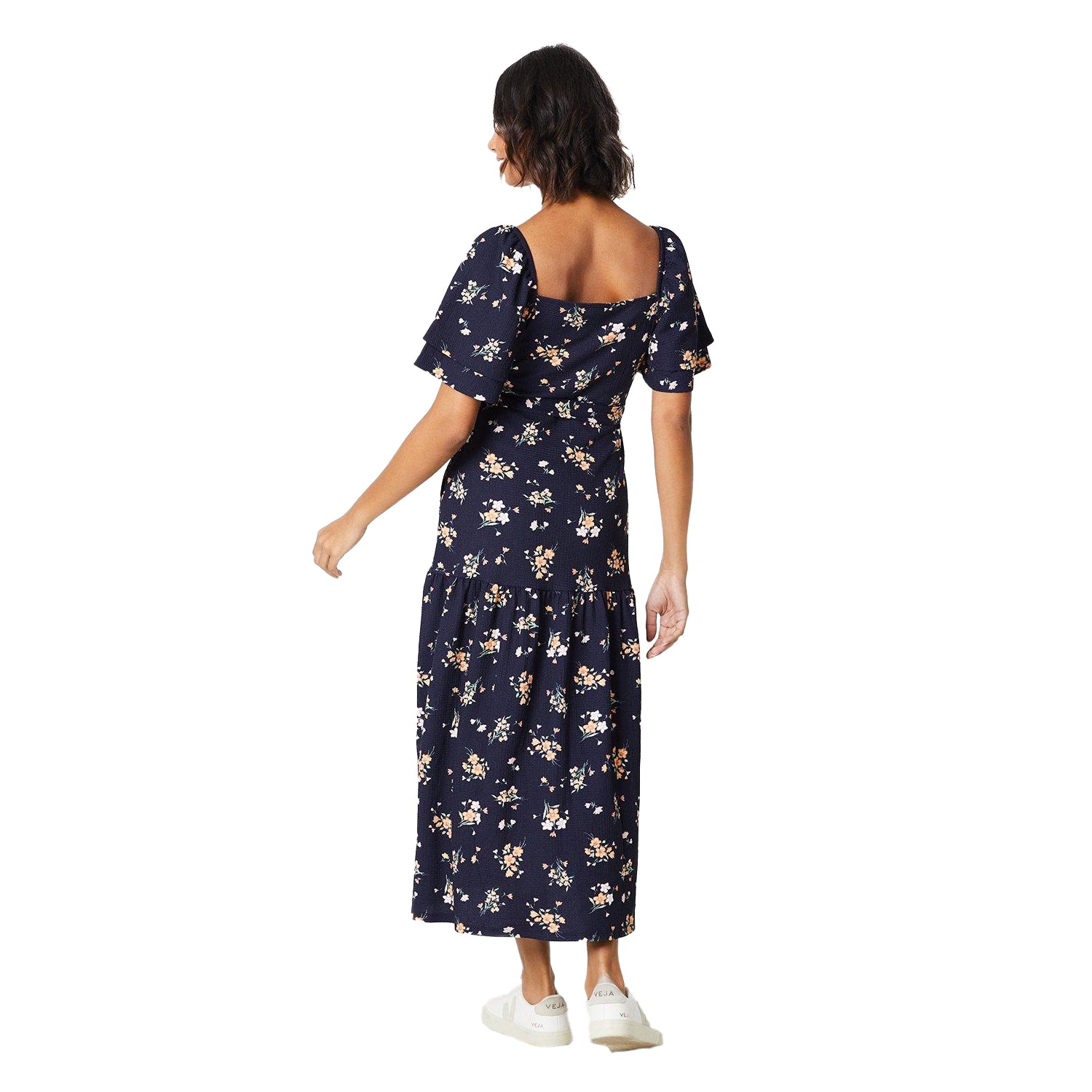 Navy - Back - Dorothy Perkins Womens-Ladies Ditsy Print Flutter Midi Dress
