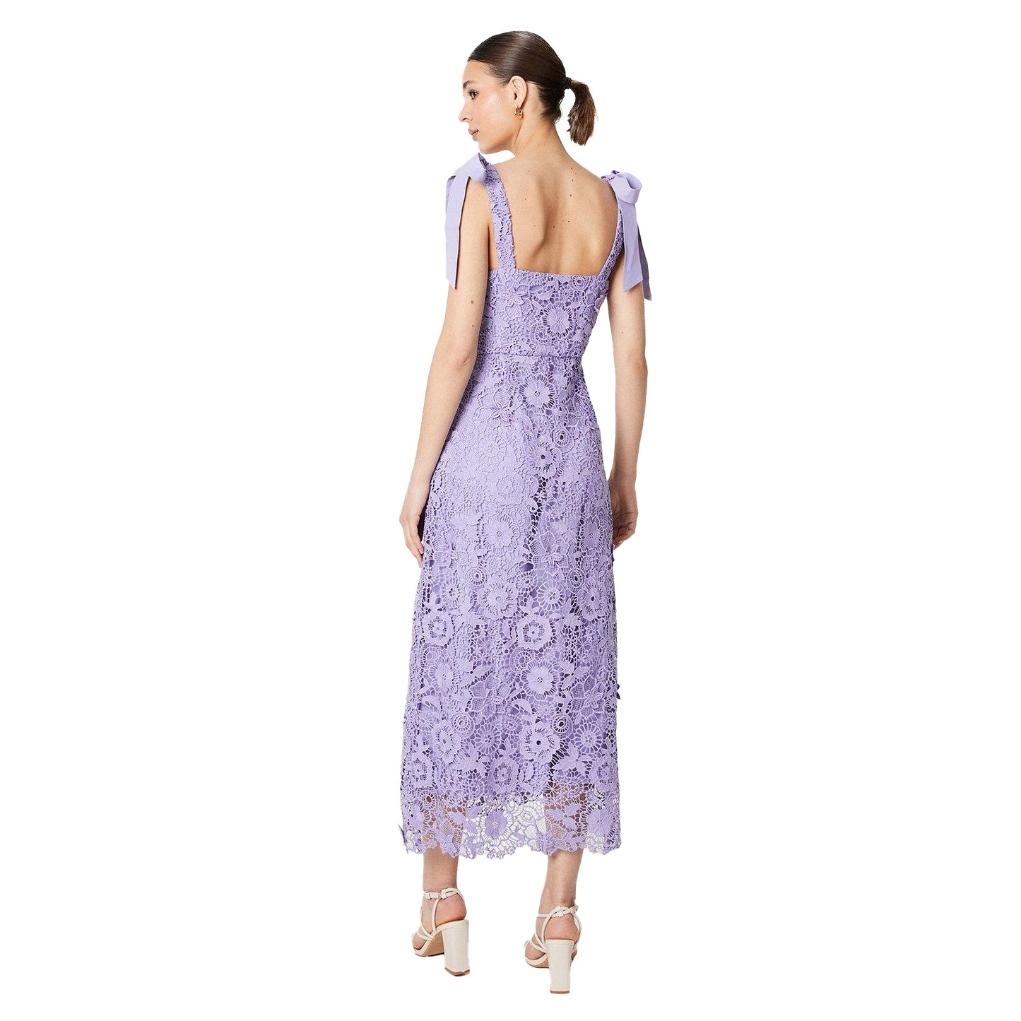 Lilac - Back - Dorothy Perkins Womens-Ladies Lace Tie Shoulder Midi Dress