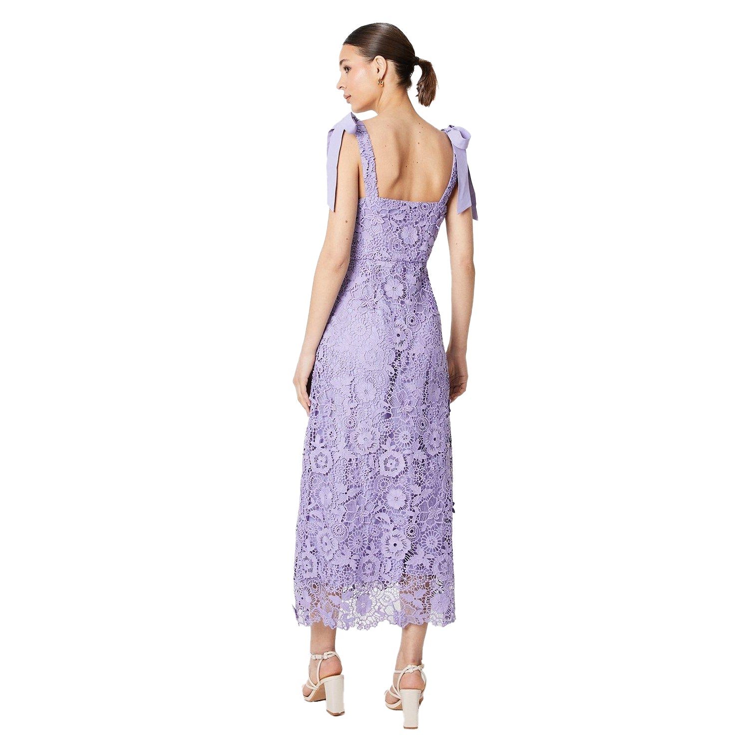 Lilac - Back - Dorothy Perkins Womens-Ladies Lace Tie Shoulder Midi Dress