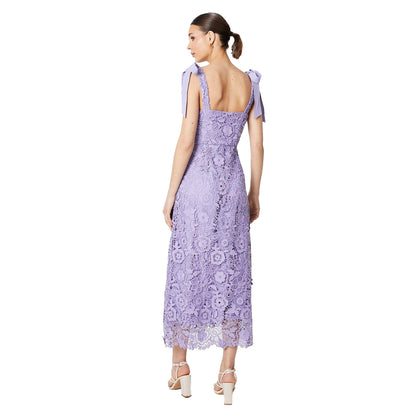 Lilac - Back - Dorothy Perkins Womens-Ladies Lace Tie Shoulder Midi Dress