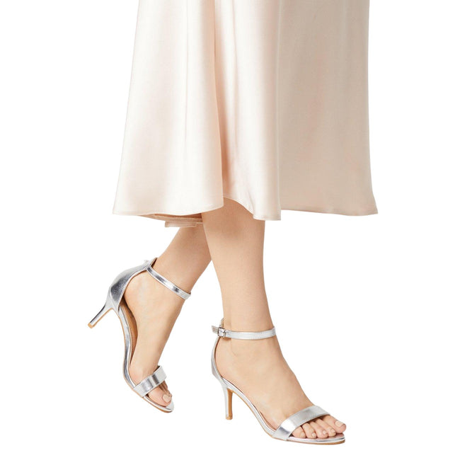 Silver - Side - Dorothy Perkins Womens-Ladies Tasha Barely There Stiletto Heel Sandals