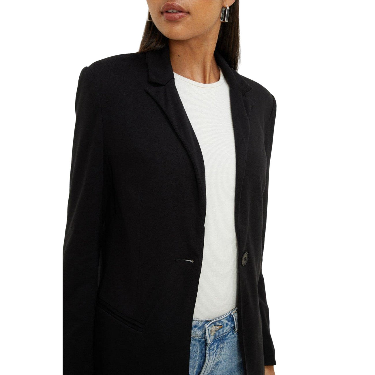 Black - Side - Dorothy Perkins Womens-Ladies Ponte Single-Breasted Blazer