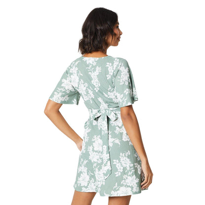 Sage - Back - Dorothy Perkins Womens-Ladies Floral Empire Seam Mini Dress