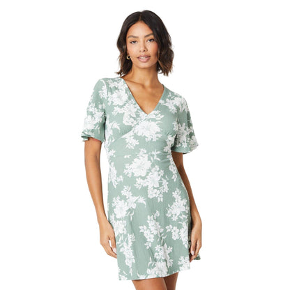Sage - Side - Dorothy Perkins Womens-Ladies Floral Empire Seam Mini Dress