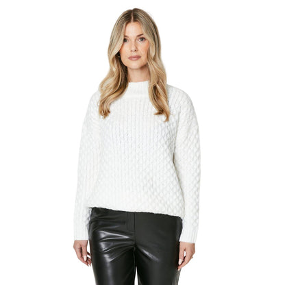 Ivory - Front - Dorothy Perkins Womens-Ladies Honeycomb Stitch Cable Knit Jumper