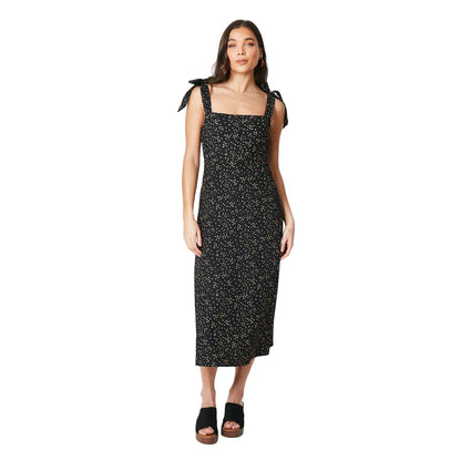 Black - Lifestyle - Dorothy Perkins Womens-Ladies Heart Tie Shoulder Petite Midi Dress