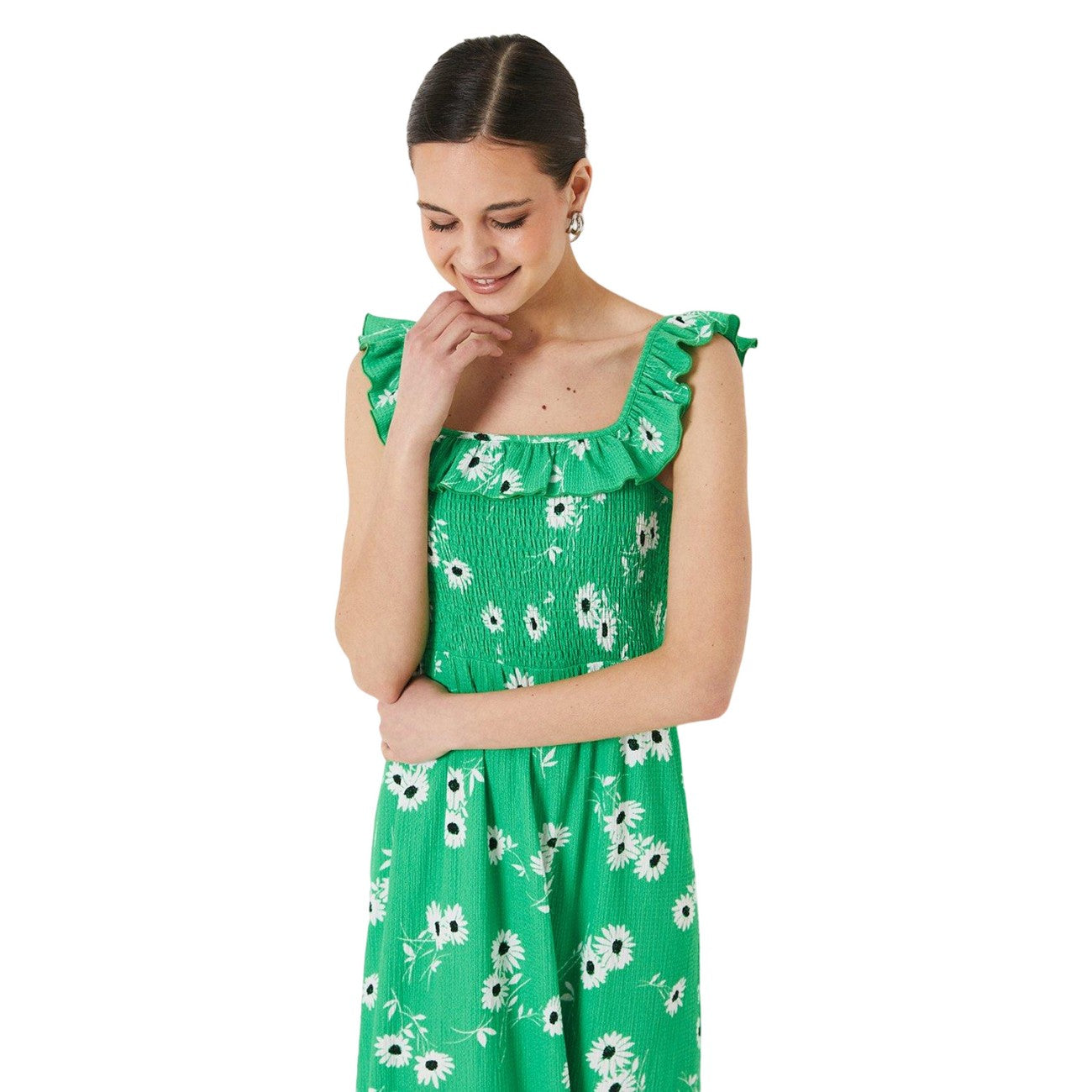 Green - Lifestyle - Dorothy Perkins Womens-Ladies Floral Shirred Ruffle Midi Dress