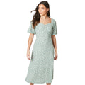 Green - Front - Dorothy Perkins Womens-Ladies Animal Print Ruched Front Petite Puff Sleeve Midi Dress