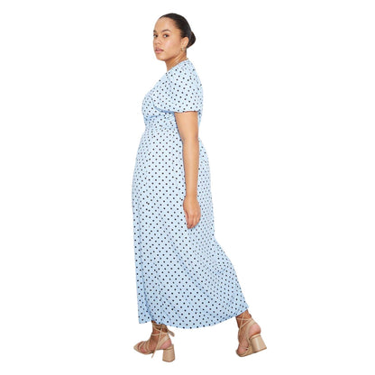 Blue - Back - Dorothy Perkins Womens-Ladies Polka Dot Button Through Plus Midi Dress